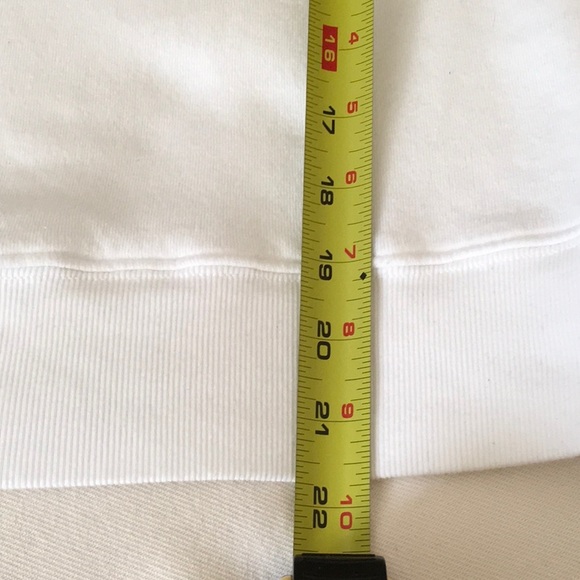 Pam & Gela, Strappy One Shoulder Short Sleeve Sweatshirt Top. White. Small - Picture 11 of 11